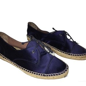 Tabitha Simmons Dollie Blue Satin Lace-Up Espadrille Sneaker Size 7